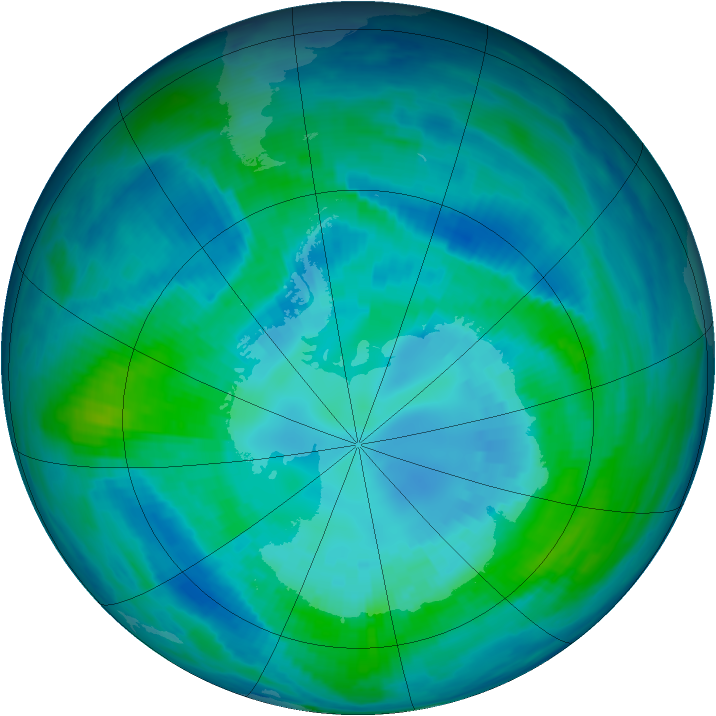 Antarctic ozone map for 12 April 1998